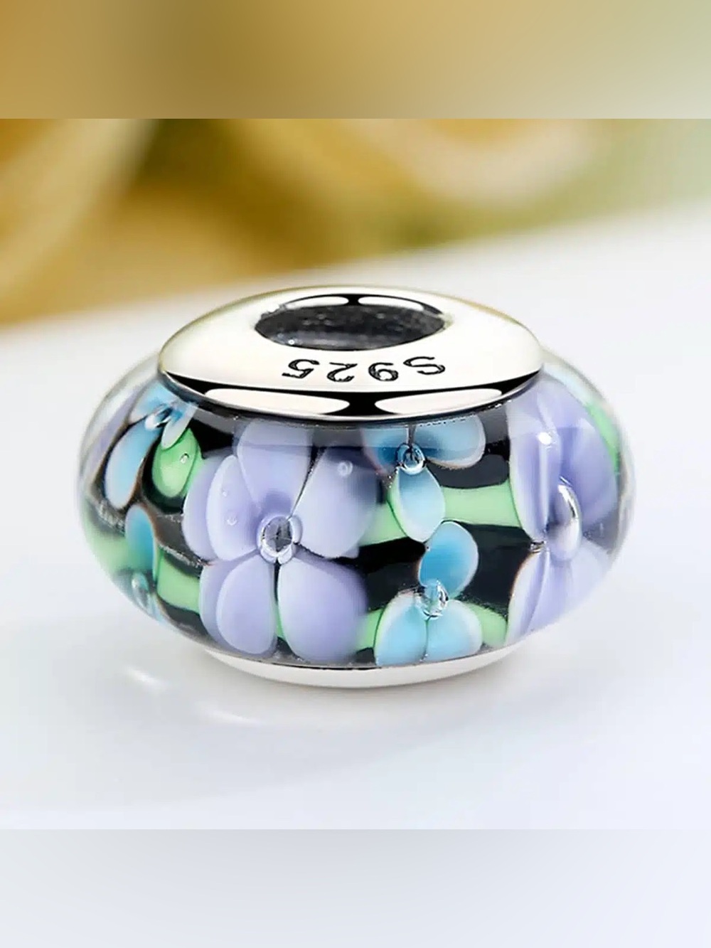 Zai Night Garden Murano Glass Charm .925